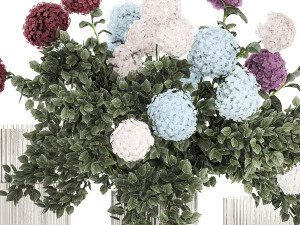 Large bouquet of flowers and greenery blue white hydrangea 354 3D Model