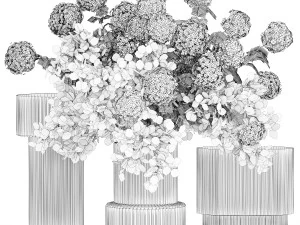 Large bouquet of flowers and greenery blue white hydrangea 354 3D Model