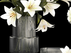 White bouquets of flowers hydrangea lilies glass vase 355 3D 模型