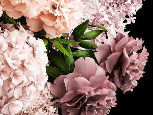 Solemn bouquet of flowers lilac peonies hydrangea vase 357 3D Model