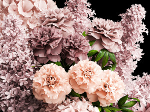 Solemn bouquet of flowers lilac peonies hydrangea vase 357 3D Модель