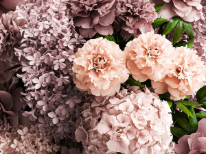 Solemn bouquet of flowers lilac peonies hydrangea vase 357 3D Модель