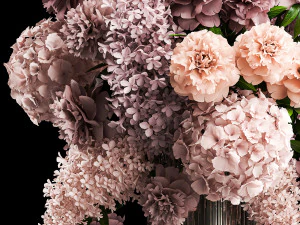 Solemn bouquet of flowers lilac peonies hydrangea vase 357 3D Model