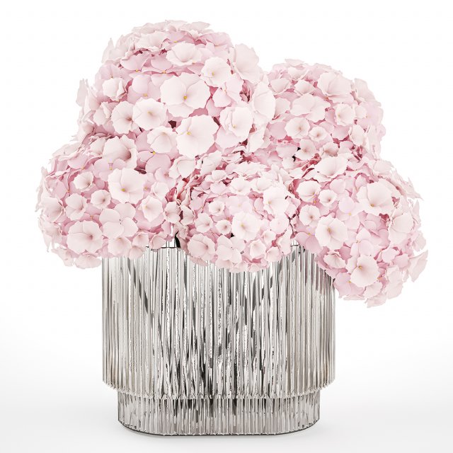 Small bouquet of pink flowers hydrangea modern vase 360 Modello 3D .c4d .max .obj .3ds .fbx .stl .blend 