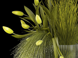 Set of bouquets of green flowers Calla tulip vase 361 Modelo 3D