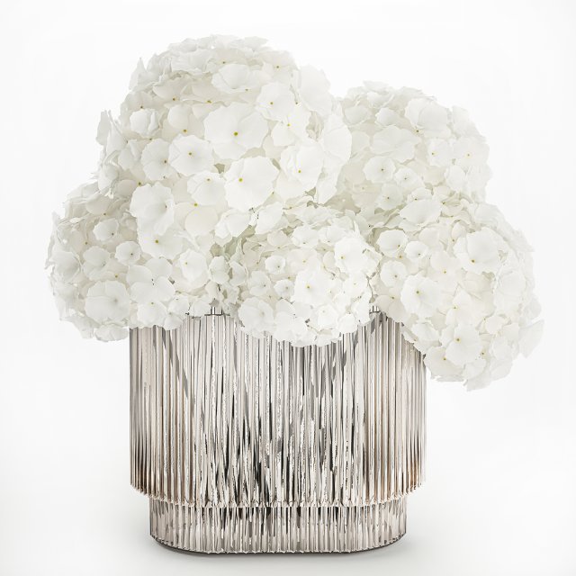 Small bouquet of white hydrangea flowers in a glass vase 362 Modelo 3D .c4d .max .obj .3ds .fbx .stl .blend 