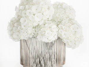 Buket kecil bunga hydrangea putih dalam vas kaca 362 Model 3D