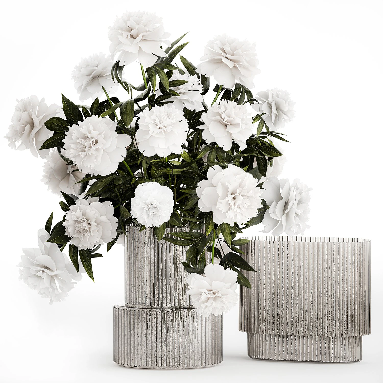 Solemn bouquet of white peony flowers in a vase 363 3D Model .c4d .max .obj .3ds .fbx .stl .blend