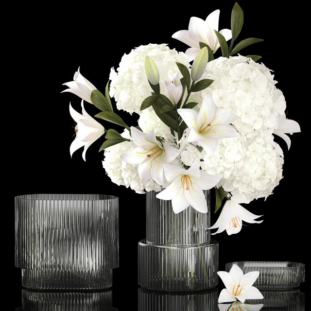 Solemn bouquet of white flowers hydrangea lilies 364 Modèle 3D .c4d .max .obj .3ds .fbx .stl .blend 