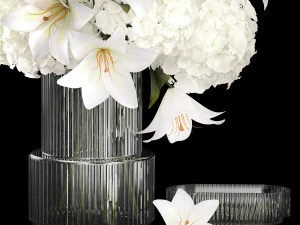 Solemn bouquet of white flowers hydrangea lilies 364 3D Model