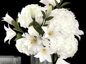 Solemn bouquet of white flowers hydrangea lilies 364 Modèle 3D