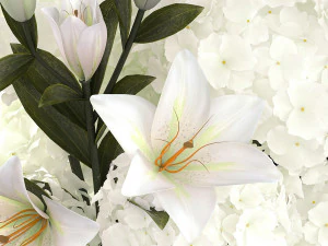 Solemn bouquet of white flowers hydrangea lilies 364 3D Model