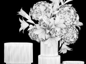 Solemn bouquet of white flowers hydrangea lilies 364 3D Model