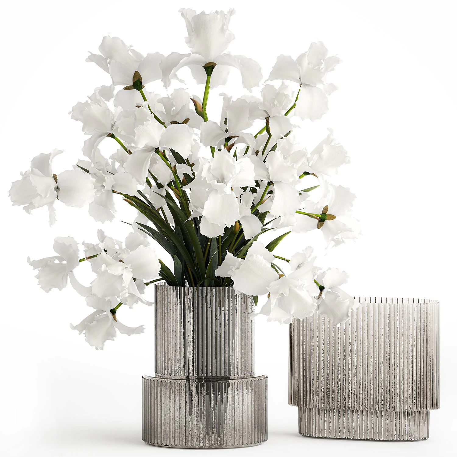 Realistic bouquet of white Iris flowers in a glass vase 365 3D Model .c4d .max .obj .3ds .fbx .stl .blend 