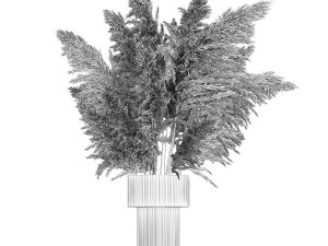 Bouquet of dried flowers in a vase with cortaderia pampas 366 3D Модель