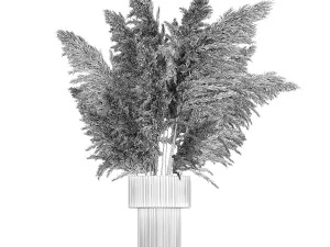 Buqu&ecirc; de flores secas em vaso com cortaderia pampas 366 Modelo 3D