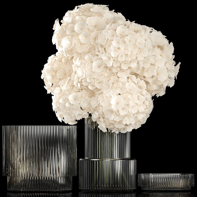 Solemn bouquet of white hydrangea flowers in a vase 367 3D Model .c4d .max .obj .3ds .fbx .stl .blend 