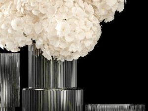 Solemn bouquet of white hydrangea flowers in a vase 367 3D Model