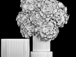 Solemn bouquet of white hydrangea flowers in a vase 367 3D Model