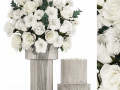 Solemn bouquet of white flowers roses carnation eucalyptus 368 3D 模型