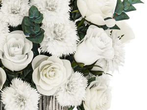 Solemn bouquet of white flowers roses carnation eucalyptus 368 3D Model