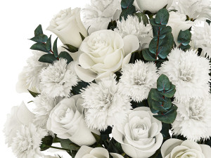 Solemn bouquet of white flowers roses carnation eucalyptus 368 3D Model