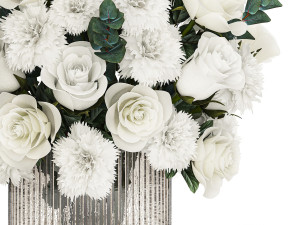 Solemn bouquet of white flowers roses carnation eucalyptus 368 3D Model