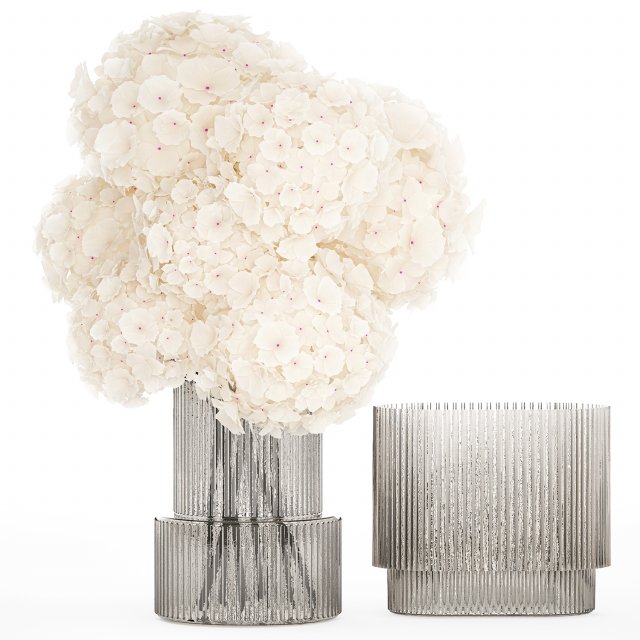 Solemn bouquet of white flowers in a vase with hydrangea 369 3D Модель .c4d .max .obj .3ds .fbx .stl .blend