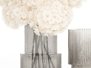 Solemn bouquet of white flowers in a vase with hydrangea 369 3D Model