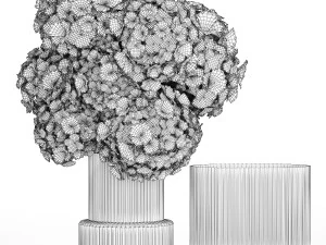 Solemn bouquet of white flowers in a vase with hydrangea 369 3D Model