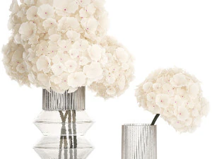 Solemn bouquet of white flowers in a vase with hydrangea 370 3D Model