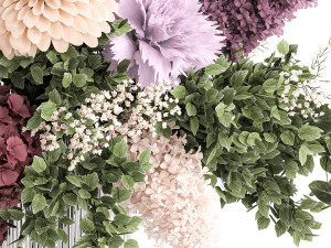 Small Bouquet Of Flowers Hydrangea Lilac Dahlia 371 3D Model