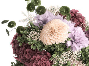 Small Bouquet Of Flowers Hydrangea Lilac Dahlia 371 3D Model