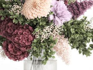 Small Bouquet Of Flowers Hydrangea Lilac Dahlia 371 3D Model
