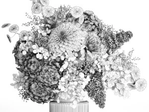 Small Bouquet Of Flowers Hydrangea Lilac Dahlia 371 3D Model