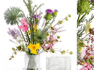 Bouquet di fiori rami di cardo iris lavanda crespino 376 Modello 3D