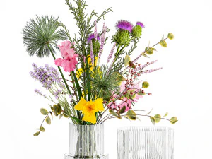 Bouquet of flowers thistle branches iris lavender barberry 376 3D Model