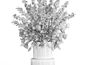 Bouquet of sakura branches with pink tulips flowers 377 Modelo 3D