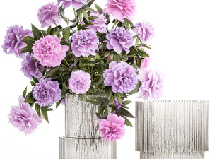 紫色の牡丹の花の美しい花束 380 3Dモデル