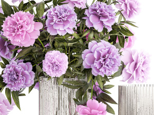 Beautiful bouquet of purple Paeonia peony flowers 380 Modelo 3D