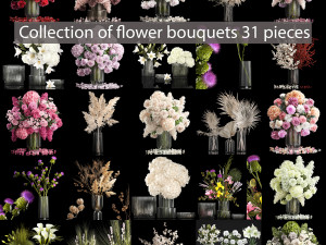 Collection of flower bouquets set of 31 pieces Modelo 3D