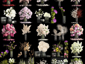 Collection of flower bouquets set of 31 pieces Modelo 3D