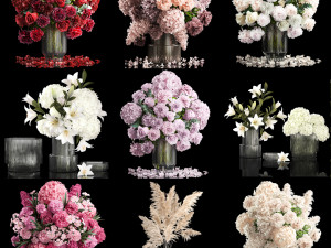 Collection of flower bouquets set of 31 pieces Modelo 3D