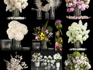 Collection of flower bouquets set of 31 pieces Modelo 3D