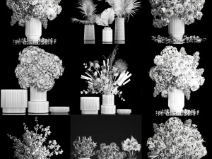 Collection of flower bouquets set of 31 pieces Modelo 3D