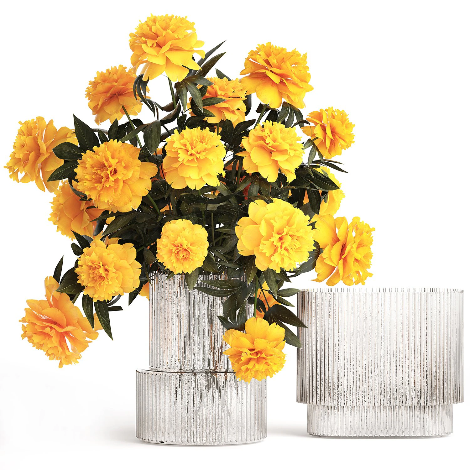 Realistic bouquet of yellow flowers Paeonia peony 381 3D Model .c4d .max .obj .3ds .fbx .stl .blend 