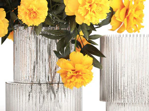 Realistic bouquet of yellow flowers Paeonia peony 381 3D Model