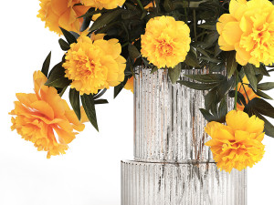 Realistic bouquet of yellow flowers Paeonia peony 381 Modello 3D