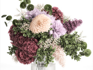 Collection of flower bouquets and vase set of 41 pieces 3D Модель