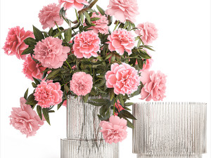 Collection of flower bouquets and vase set of 41 pieces 3D Модель